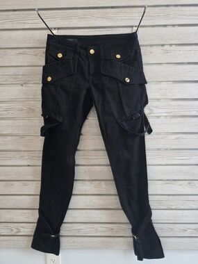 Gucci Black Cargo Jeans with Gold Buttons